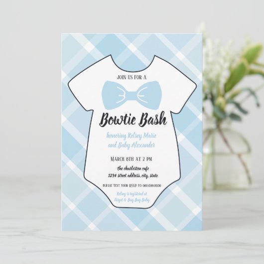Bowtie Bash Southern Baby shower Invitation Kaart (Staand voorkant)