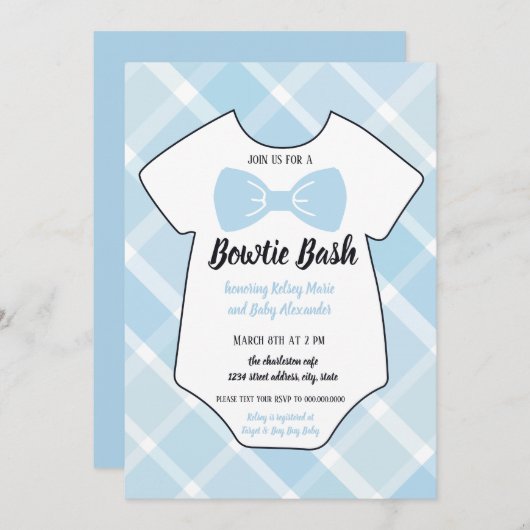 Bowtie Bash Southern Baby shower Invitation Kaart (Voorkant / Achterkant)