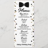 Bowtie Black en Gold Glitter Baby shower Food Menu (Voorkant)