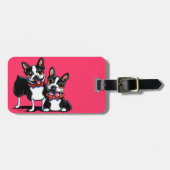 Bowtie Boston Terriers Off-Leash Art™ Bagagelabel (Voorkant horizontaal)