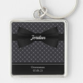 Bowtie en Skulls Monogrammed Sleutelhanger (Voorkant)