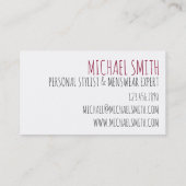 Bowtie Wardrobe Personal Stylist Menskleding Mode Visitekaartje (Achterkant)