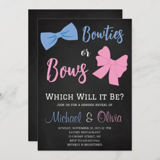 Bowties en bogen Geslacht onthullen Kaart (Voorkant / Achterkant)