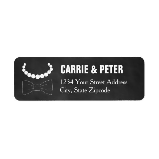 Bowties en parels bruiloft etiket (Voorkant)