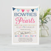 Bowties of parels Geslacht onthullen Party uitnodi Kaart (Staand voorkant)