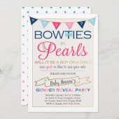 Bowties of parels Geslacht onthullen Party uitnodi Kaart (Voorkant / Achterkant)