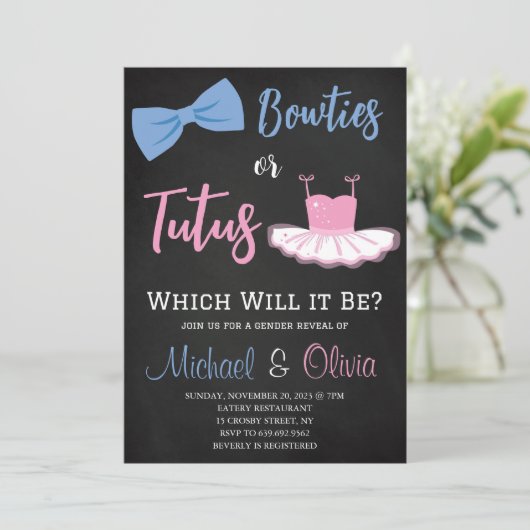 Bowties of tutus Geslacht onthullen Kaart (Staand voorkant)