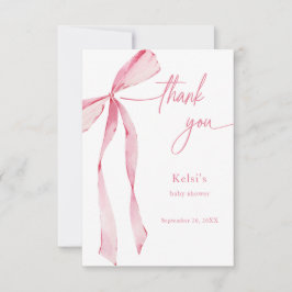 Bowtiful Waterverf Blush Roze Baby shower Bedankkaart