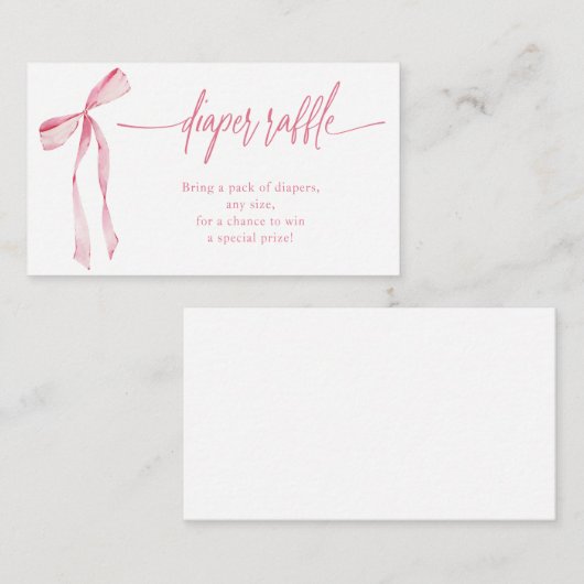 Bowtiful Waterverf Blush Roze Luier Raffle Informatiekaartje (Voorkant / Achterkant)