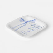 Bowtiful Waterverf Pastel Blauw Baby shower Papieren Bordje (Gebogen)