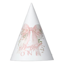 Bowtiiful One 1st Birthday Floral Bow Girls Feesthoedjes