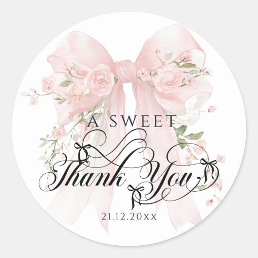 Bowtiiful One 1st Birthday Floral Bow Girls Ronde Sticker (Voorkant)