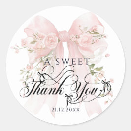 Bowtiiful One 1st Birthday Floral Bow Girls Ronde Sticker