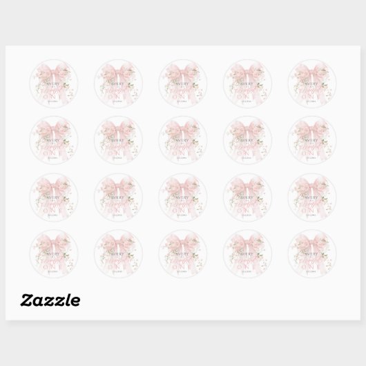 Bowtiiful One 1st Birthday Floral Bow Girls Ronde Sticker (Vel)
