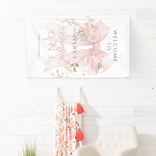 Bowtiiful One 1st Birthday Floral Bow Girls Spandoek (Insitu)