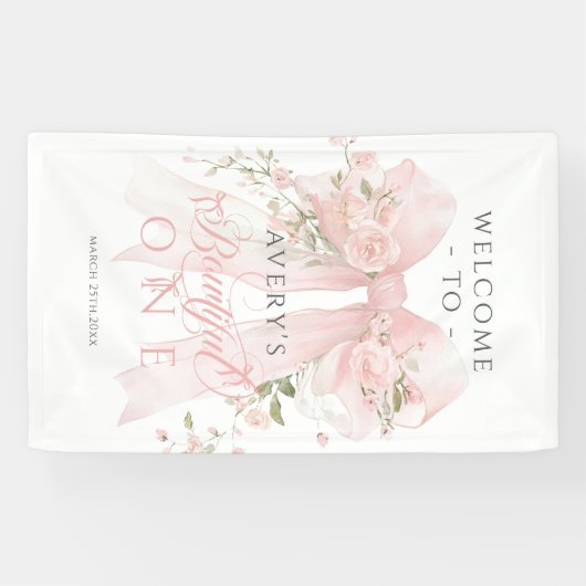 Bowtiiful One 1st Birthday Floral Bow Girls Spandoek (Horizontaal)