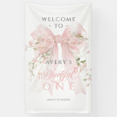 Bowtiiful One 1st Birthday Floral Bow Girls Spandoek (Verticaal)