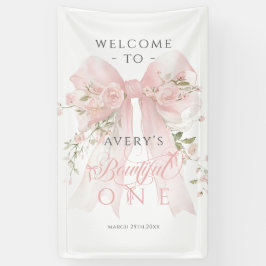 Bowtiiful One 1st Birthday Floral Bow Girls Spandoek