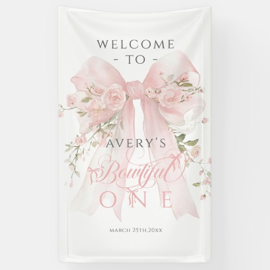 Bowtiiful One 1st Birthday Floral Bow Girls Spandoek (Verticaal)