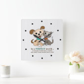 BowWow en MeeYow (Pet Adoption-Humane Treatment) Vierkante Klok (Huis)