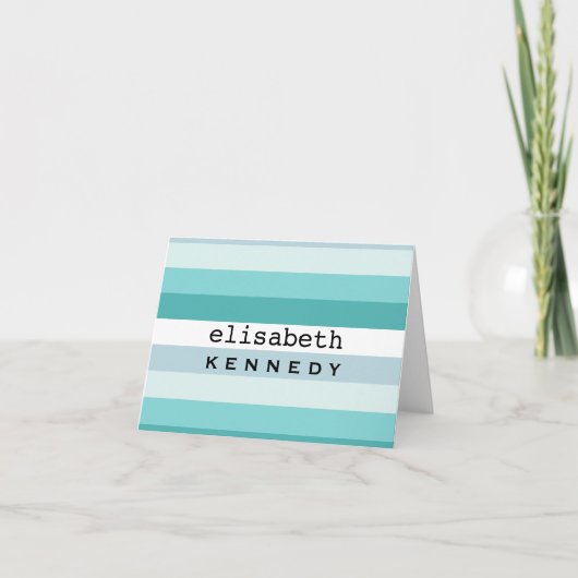 Box Aqua Blue Stripes Notitiekaartje (Voorkant)