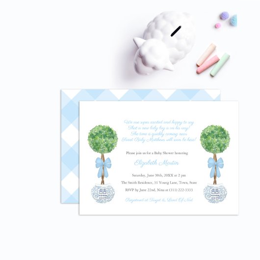 Box Ball Topiary Baby Poem Shower Party Kaart