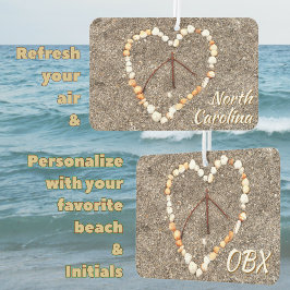 BOX Beach NC Seashell Heart Peace Sign Souvenir Luchtverfrisser
