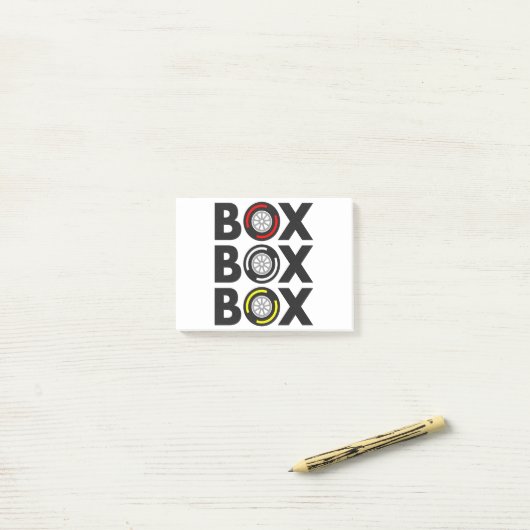 "Box Box Box" F1 Bandenontwerp Post-it® Notes (Op bureau)