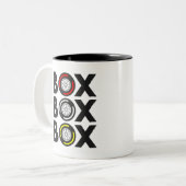 "Box Box Box" F1 Bandenontwerp Tweekleurige Koffiemok (Voorkant links)