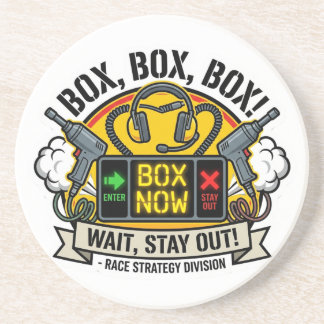 Box Box Box Wacht Blijf Uit - Pit Strategie Radio  Zandsteen Onderzetter