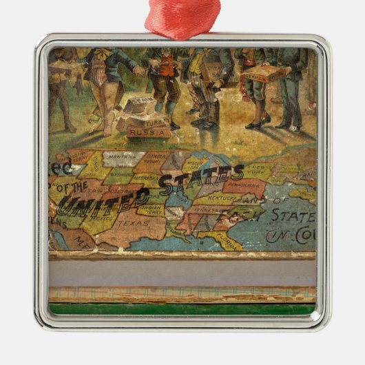 Box Dissected map, Verenigde Staten Metalen Ornament (Voorkant)