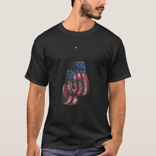 Box handschoenen Amerikaanse vlag 4e juli Boksen K T-shirt (Voorkant)