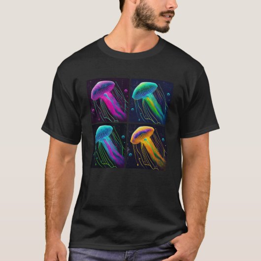 Box Jellyfish Pop Illustratie Kleurrijk Dier T-shirt (Voorkant)