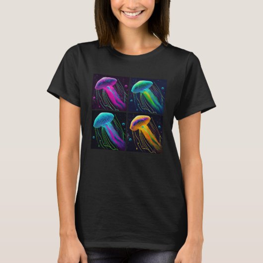 Box Jellyfish Pop Illustration Colorful Animal T-shirt (Voorkant)