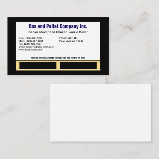 Box on Pallet, Black & White Business Card Visitekaartje (Voorkant / Achterkant)