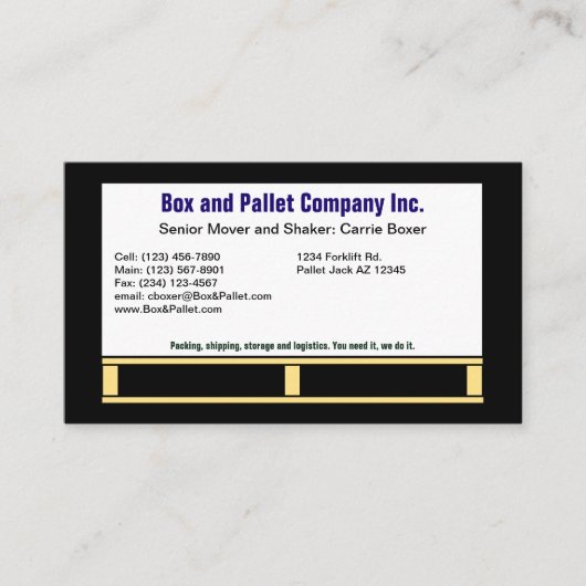 Box on Pallet, Black & White Business Card Visitekaartje (Voorkant)