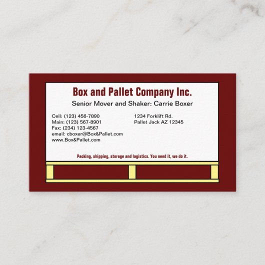 Box on Pallet, Blue Business Card Visitekaartje (Voorkant)