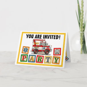 Box Truck Ambulance Party Invitation