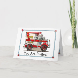 Box Truck Ambulance Party Invitation