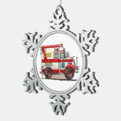 Box Truck Ambulance Tin Sneeuwvlok Ornament (Rechts)