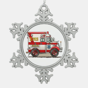 Box Truck Ambulance Tin Sneeuwvlok Ornament