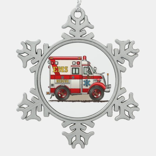 Box Truck Ambulance Tin Sneeuwvlok Ornament (Voorkant)