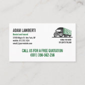 BOX TRUCK MOVING AND HAULING PROFESSIONAL GREEN VISITEKAARTJE (Achterkant)