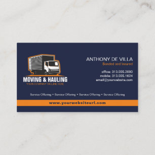 Box Truck Moving & Delivery Service Company Busine Visitekaartje