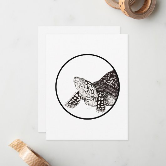 Box Turtle Note Card Notitiekaartje (Voorkant / Achterkant in situ)