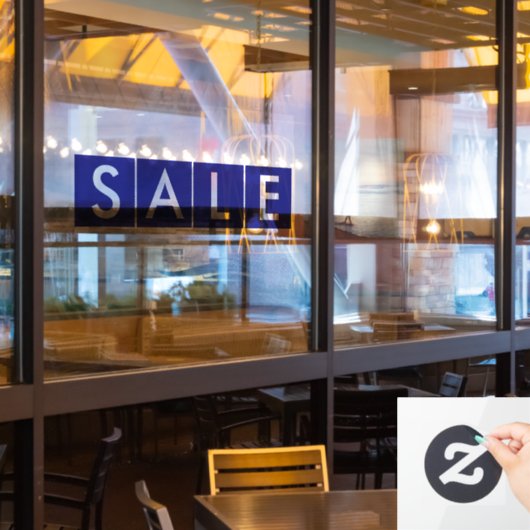 Box Verkoop Blauw Raamsticker (Restaurant Raam)