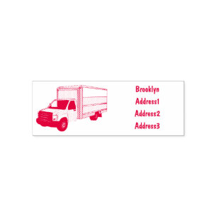 Box vrachtwagen cartoon illustratie zelfinktende stempel