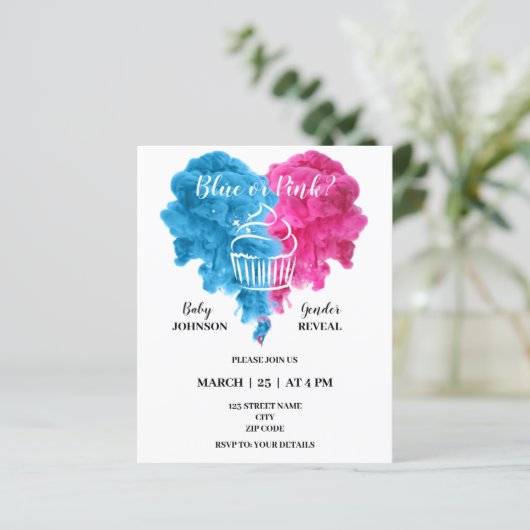 Boxe gender onthult feestuitnodigingen (Staand voorkant)