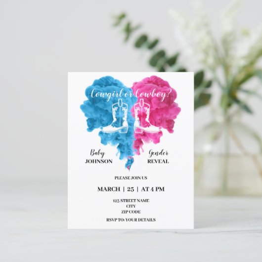 Boxe gender onthult feestuitnodigingen (Staand voorkant)