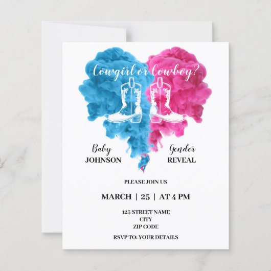 Boxe gender onthult feestuitnodigingen (Voorkant)